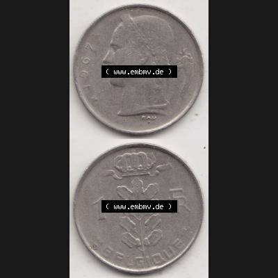 Münzen Belgien Eurovorläufer, Umlaufmünze vor Euroeinführung 1950-1988, 1 Francs-Franken 1967 Belgique (4) Sammlung