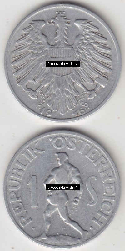 Münzen Österreich / Austria Eurovorläufer, Umlaufmünze vor Euroeinführung 1946-1957, 1 Schilling 1946 II. (4) Sammlung