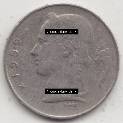 Münzen Belgien Eurovorläufer, Umlaufmünze vor Euroeinführung 1950-1988, 1 Francs-Franken 1959 Belgie (2) Sammlung