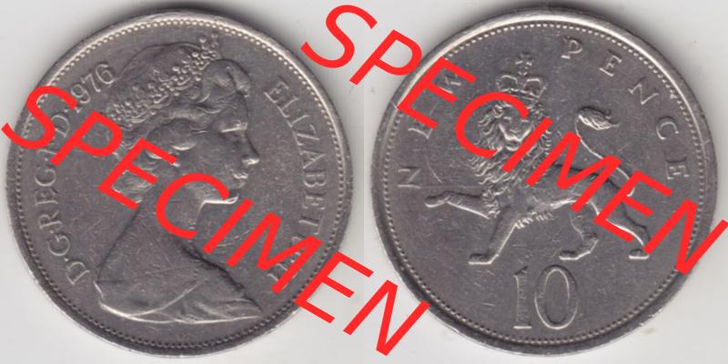 Münzen Großbritannien Eurovorläufer, Umlaufmünze vor Euroeinführung 1968-1981, 10 New Pence 1976 (3) Sammlung