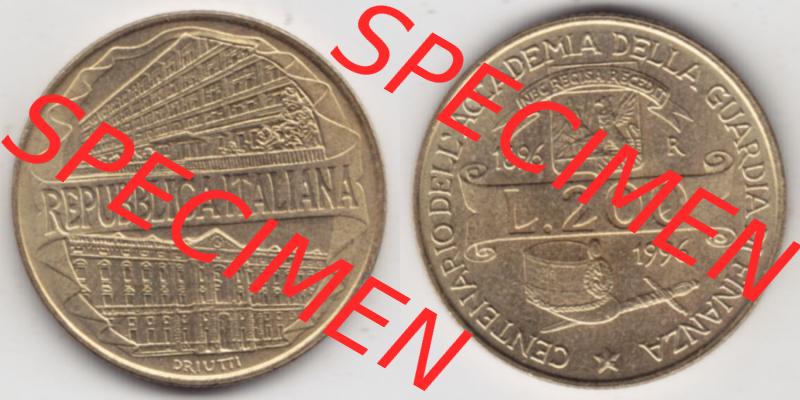 Münzen Italien / Italia Eurovorläufer, Umlaufmünze vor Euroeinführung 1996-1996, 200 Lire Zollakademie (3) Sammlung