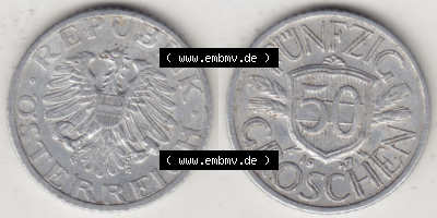 Münzen Österreich / Austria Eurovorläufer, Umlaufmünze vor Euroeinführung 1946-1955, 50 Groschen 1947 II. (3) Sammlung