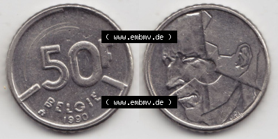 Münzen Belgien Eurovorläufer, Umlaufmünze vor Euroeinführung 1987-1993, 50 Francs Belgie (3) Sammlung