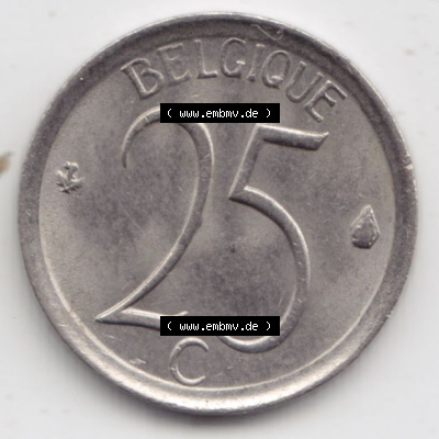 Münzen Belgien Eurovorläufer, Umlaufmünze vor Euroeinführung 1964-1975, 25 Centimes Belgique (1) Sammlung