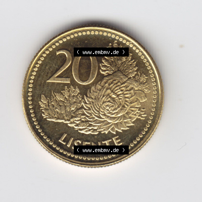 Münzen aus Afrika Lesotho Umlaufmünze 1998-2023, 20 Lisente 1998 (2) Sammlung