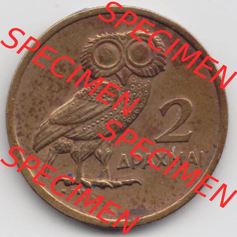 Münzen Griechenland Eurovorläufer, Umlaufmünze vor Euroeinführung 1973, 2 Apaxmai, Drachmen. Vorderseite einer Münze aus Griechenland in Europa als Digitales... Sammlung