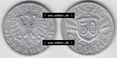 Münzen Österreich / Austria Eurovorläufer, Umlaufmünze vor Euroeinführung 1946-1955, 50 Groschen 1952 (3) Sammlung