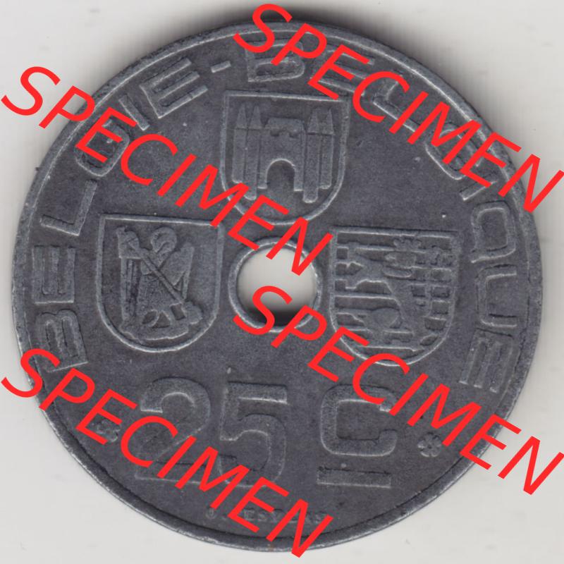 Münzen Belgien Eurovorläufer, Umlaufmünze vor Euroeinführung 1942-1946, 25 Centimes 1944 Belgie - Belgique (1) Sammlung