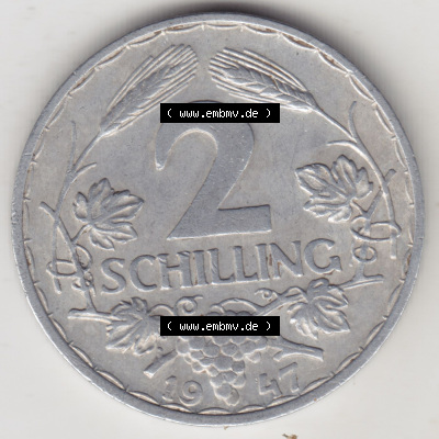 Münzen Österreich / Austria Eurovorläufer, Umlaufmünze vor Euroeinführung 1946-1952, 2 Schilling 1947 (2) Sammlung