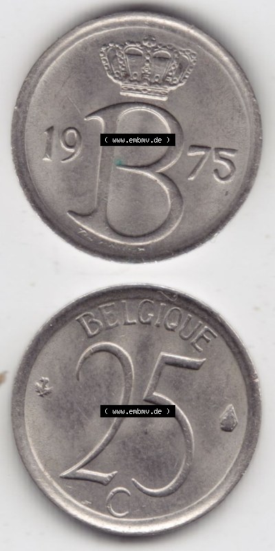 Münzen Belgien Eurovorläufer, Umlaufmünze vor Euroeinführung 1964-1975, 25 Centimes Belgique (4) Sammlung