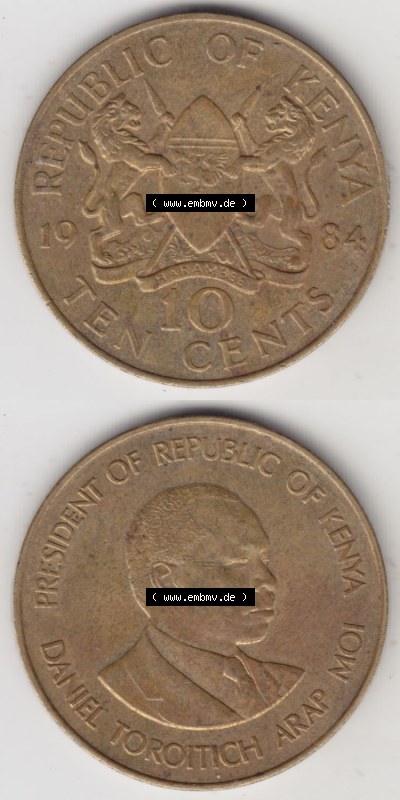 Münzen aus Afrika Kenia / Kenya Umlaufmünze 1978-1991, 10 Cent 1984 (4) Sammlung