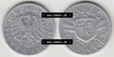 Münzen Österreich / Austria Eurovorläufer, Umlaufmünze vor Euroeinführung 1946-1955, 50 Groschen 1946 (3) Sammlung