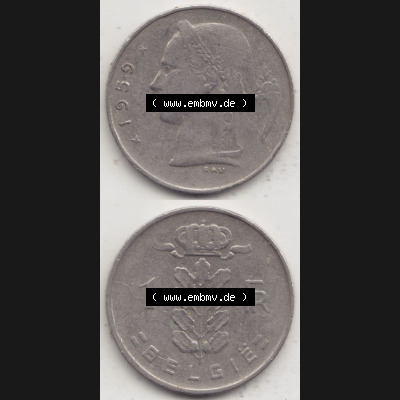 Münzen Belgien Eurovorläufer, Umlaufmünze vor Euroeinführung 1950-1988, 1 Francs-Franken 1959 Belgie (4) Sammlung