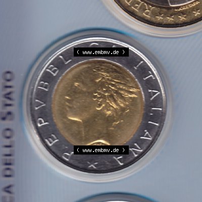 Münzen Italien / Italia Eurovorläufer, Umlaufmünze vor Euroeinführung 1982-2001, 500 Lira-Lire Unedeles Metall 2001 (2) Sammlung