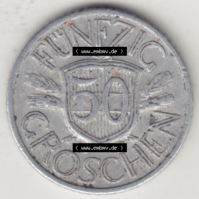 Münzen Österreich / Austria Eurovorläufer, Umlaufmünze vor Euroeinführung 1946-1955, 50 Groschen 1947 III. (2) Sammlung
