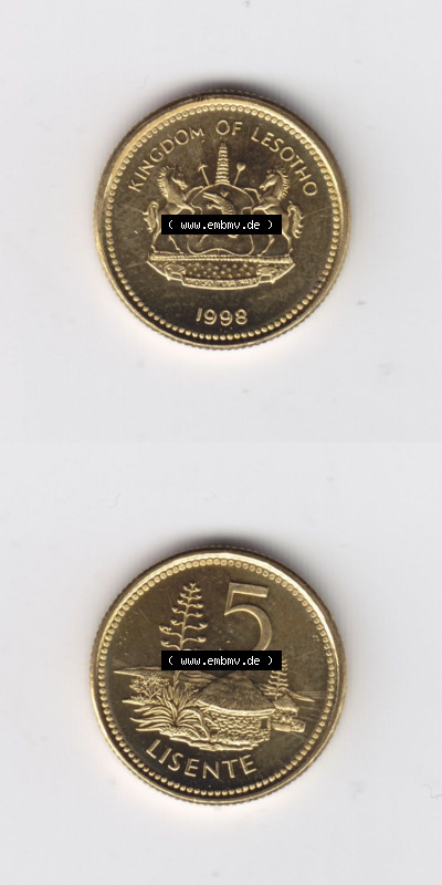 Münzen aus Afrika Lesotho Umlaufmünze 1998-2006, 5 Lisente 1998 (4) Sammlung