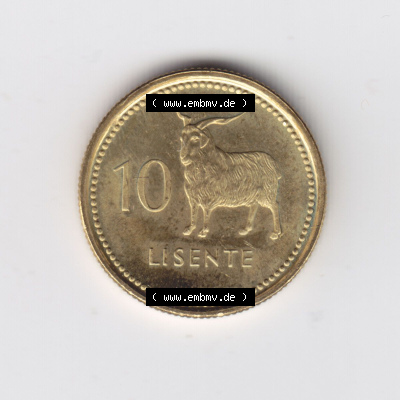 Münzen aus Afrika Lesotho Umlaufmünze 1998-2023, 10 Lisente 1998 (2) Sammlung