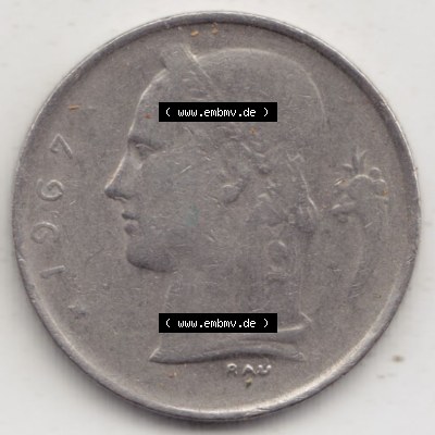Münzen Belgien Eurovorläufer, Umlaufmünze vor Euroeinführung 1950-1988, 1 Francs-Franken 1967 Belgique (2) Sammlung