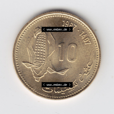 Münzen aus Afrika Marokko Umlaufmünze 1987-1987, AH1407, 10 Centime (2) Sammlung