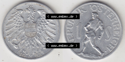 Münzen Österreich / Austria Eurovorläufer, Umlaufmünze vor Euroeinführung 1946-1957, 1 Schilling 1952 (3) Sammlung