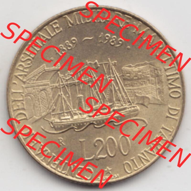 Münzen Italien / Italia Eurovorläufer, Umlaufmünze vor Euroeinführung 1989-1989, 200 Lire Marinebasis Tarent (1) Sammlung
