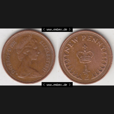 Münzen Großbritannien Eurovorläufer, Umlaufmünze vor Euroeinführung 1971-1981, 1-2 New Penny 1971 (3) Sammlung
