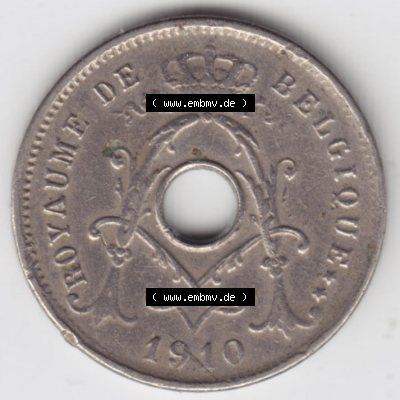 Münzen Belgien Eurovorläufer, Umlaufmünze vor Euroeinführung 1910-1932, 5 Ces, Centimes Koninkrijk Belgie (1) Sammlung