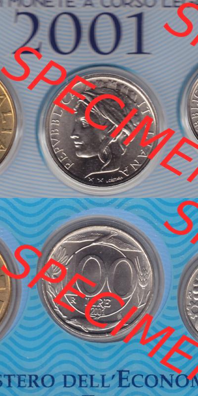 Münzen Italien / Italia Eurovorläufer, Umlaufmünze vor Euroeinführung 1993-2001, 100 Lira-Lire Vor Euro 2001 (4) Sammlung