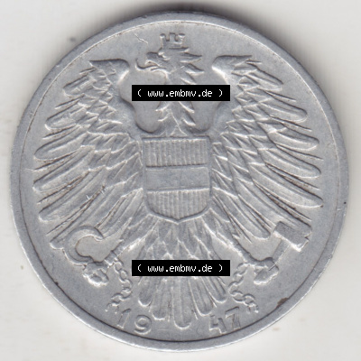 Münzen Österreich / Austria Eurovorläufer, Umlaufmünze vor Euroeinführung 1946-1957, 1 Schilling 1947 I. (1) Sammlung