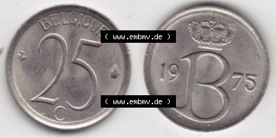Münzen Belgien Eurovorläufer, Umlaufmünze vor Euroeinführung 1964-1975, 25 Centimes Belgique (3) Sammlung