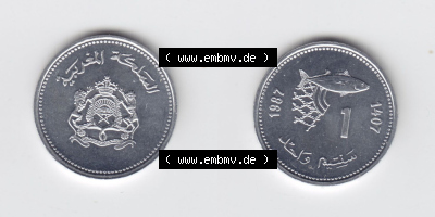 Münzen aus Afrika Marokko Umlaufmünze 1987-1987, AH1407, 1 Centime (3) Sammlung