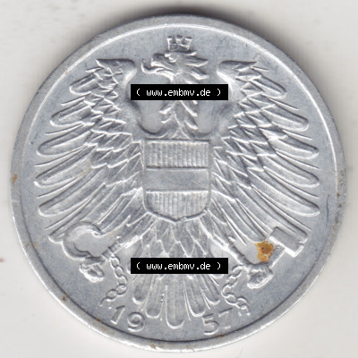 Münzen Österreich / Austria Eurovorläufer, Umlaufmünze vor Euroeinführung 1946-1957, 1 Schilling 1957 (1) Sammlung