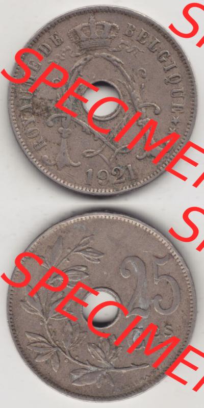 Münzen Belgien Eurovorläufer, Umlaufmünze vor Euroeinführung 1913-1929, 25 Ces, 1921 Centimes Belgique (4) Sammlung