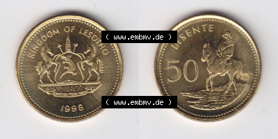 Münzen aus Afrika Lesotho Umlaufmünze 1998-2018, 50 Lisente 1998 (3) Sammlung