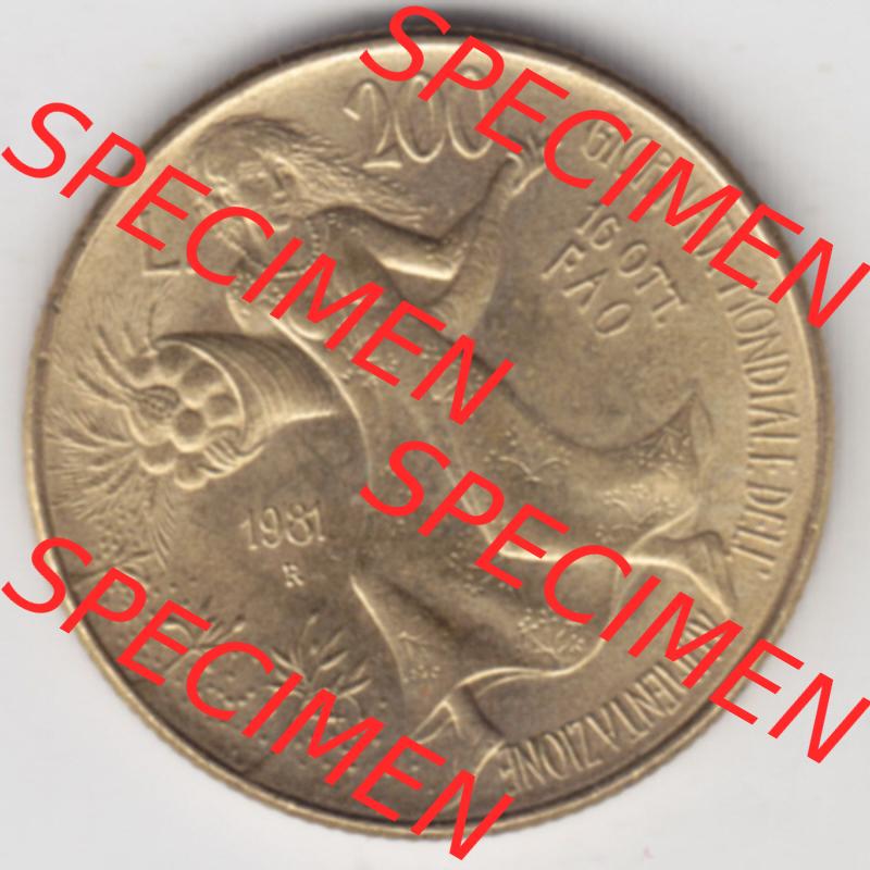 Münzen Italien / Italia Eurovorläufer, Umlaufmünze vor Euroeinführung 1981-1981, 200 Lire FAO - Welternährungstag (1) Sammlung