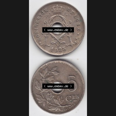 Münzen Belgien Eurovorläufer, Umlaufmünze vor Euroeinführung 1910-1931, 5 Cen, Centimes Koninkrijk Belgie (4) Sammlung