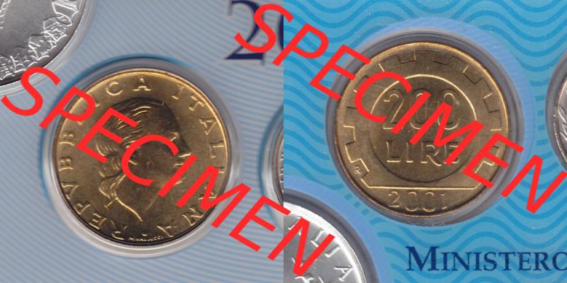 Münzen Italien / Italia Eurovorläufer, Umlaufmünze vor Euroeinführung 1977-2001, 200 Lire, Zahnrad 2001 (3) Sammlung