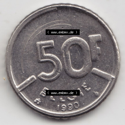 Münzen Belgien Eurovorläufer, Umlaufmünze vor Euroeinführung 1987-1993, 50 Francs Belgie (1) Sammlung