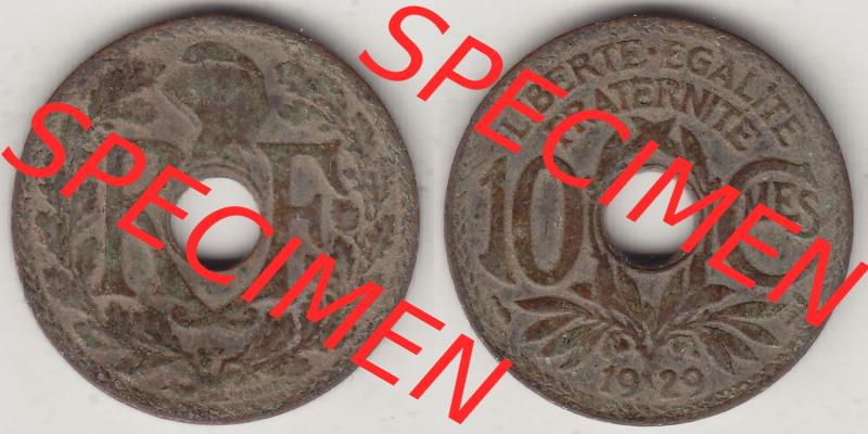Münzen Frankreich Eurovorläufer, Umlaufmünze vor Euroeinführung 1917-1938, 10 Centimes, 10 CMES EGALITÉ FRATERNITÉ LIBERTÉ 1929-1. Rückseite... Sammlung