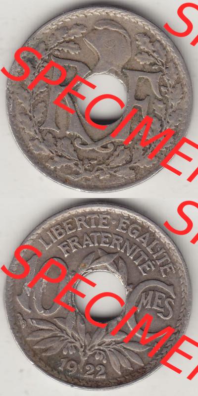Münzen Frankreich Eurovorläufer, Umlaufmünze vor Euroeinführung 1917-1938, 10 Centimes, 10 CMES EGALITÉ FRATERNITÉ LIBERTÉ 1922-1. Rückseite... Sammlung