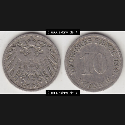 Münzen Deutschland 1871-1918 Kaiserreich 1890-1916, 10 Pfennig G, 1899 (3) Sammlung