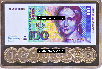 Silberbarren Europa Deutsche Banknoten-Motiv 100 DM zu 1 Unze Silber Sammlung