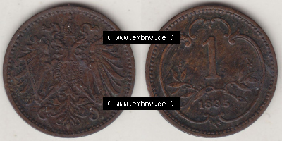 Münzen Österreich / Austria Eurovorläufer, Umlaufmünze vor Euroeinführung 1892-1916, 1 Heller 1895 (3) Sammlung