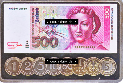 Silberbarren Europa Deutsche Banknoten-Motiv 500 DM zu 1 Unze Silber Sammlung