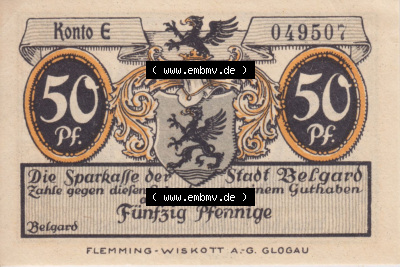 Notgeldscheine aus Belgrad Stadtansichten 50 Pfennig (1) Sammlung