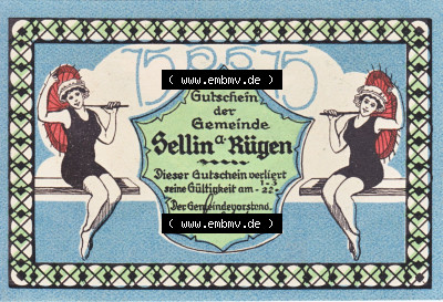 Notgeldscheine aus Sellin 1922, 75 Pfennig Klein aber mein (1) Sammlung