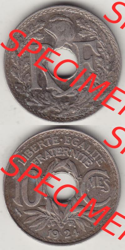 Münzen Frankreich Eurovorläufer, Umlaufmünze vor Euroeinführung 1917-1938, 10 Centimes, 10 CMES EGALITÉ FRATERNITÉ LIBERTÉ 1924-1. Rückseite... Sammlung