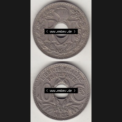 Münzen Frankreich Eurovorläufer, Umlaufmünze vor Euroeinführung 1917-1938, 10 Centimes, RF - Frankreich 10 CMES EGALITÉ FRATERNITÉ LIBERTÉ 1922-1.... Sammlung