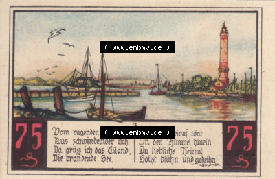 Notgeldscheine aus Swinemünde Scheck 75 Pfennig (2) Sammlung