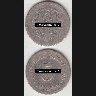 Münzen Deutschland 1871-1918 Kaiserreich 1874-1889, 5 Pfennig J, 1876 (4) Sammlung